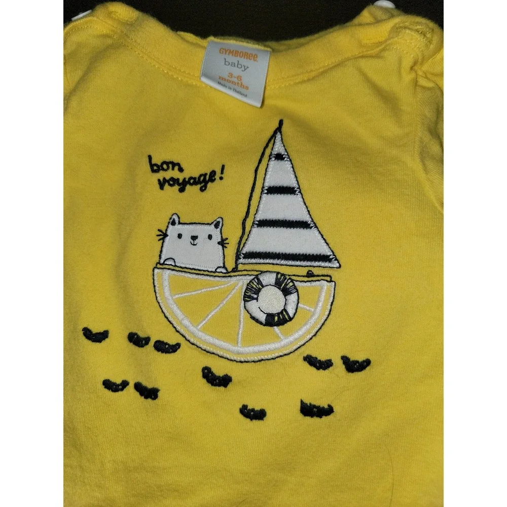 Gymboree layette line bright days ahead cat boat bon‎ voyage outfit 3 6 months